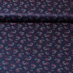 Tissu traditionnel en coton Romantico - Fleurs paisley Bleu marine