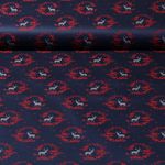 Tissu traditionnel en coton Romantico - Fleurs Cerfs Bleu marine foncé