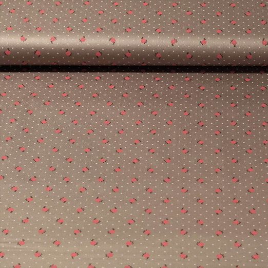 Tissu traditionnel en coton Romantico - Petites fleurs Taupe