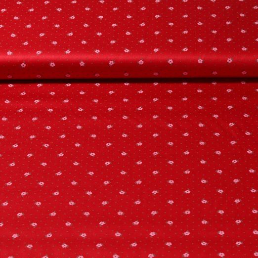 Baumwolle Trachtenstoff Romantico - Blümchen Rot