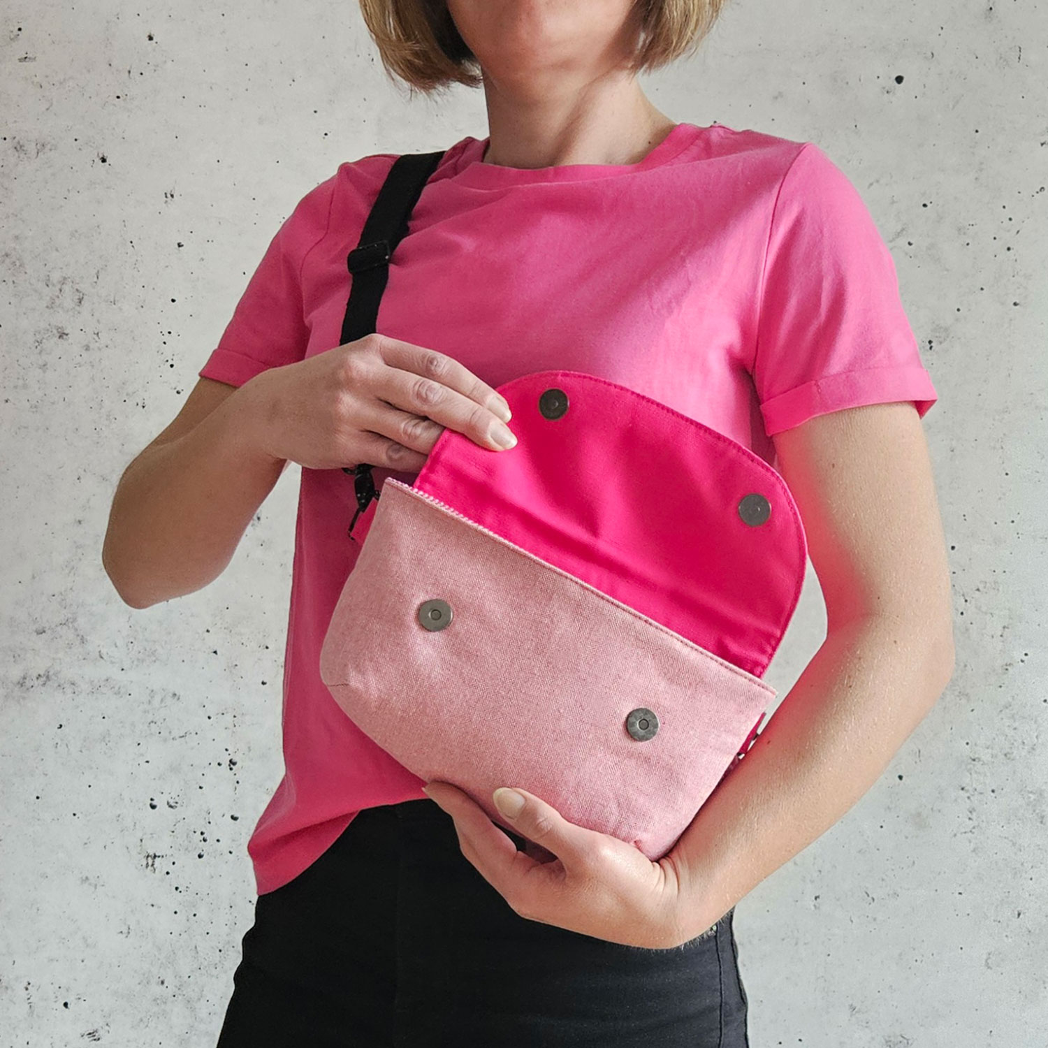 Toile de coton canevas Beata - Mélange rose vif-2 Toile de coton canevas Beata - Mélange rose vif-2