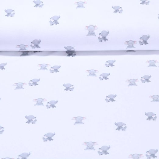 Jersey - Impression digitale Bébés éléphants Blanc