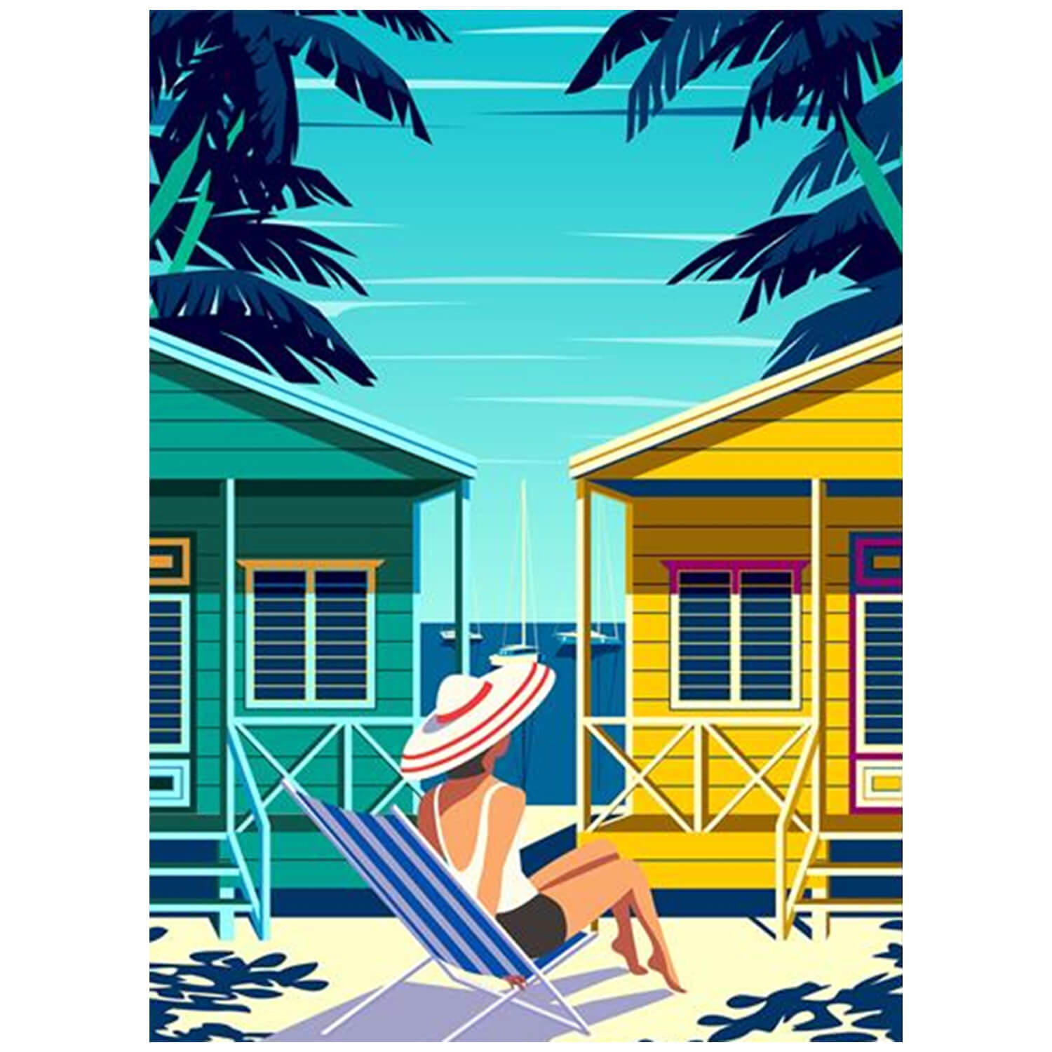 Canvas Geschirrtücher Panel - Köper Sommer am Meer Multicolor-2 Canvas Geschirrtücher Panel - Köper Sommer am Meer Multicolor-2