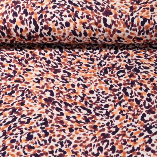 Leinenjersey - Digitaldruck Leo Ecru Orange