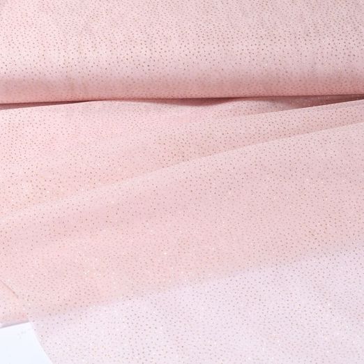 Tulle souple Princesse - Rose Paillettes dorées