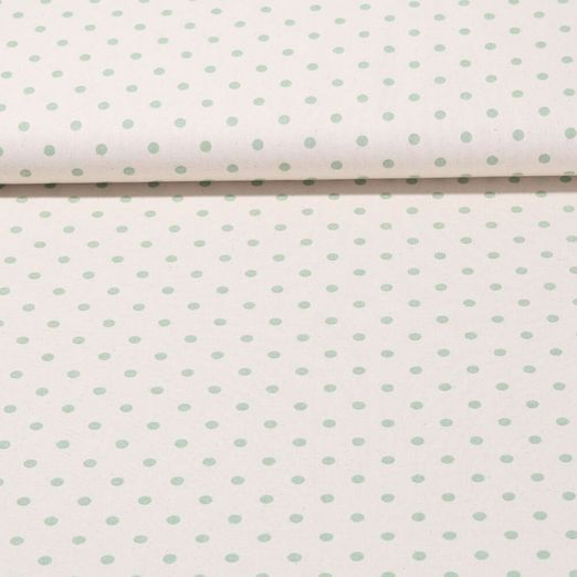 Baumwolle Cretonne - Kleine Punkte Beige Lindgrün Wash