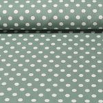 Cretonne de coton - Gros pois Vert Beige Effet délavé