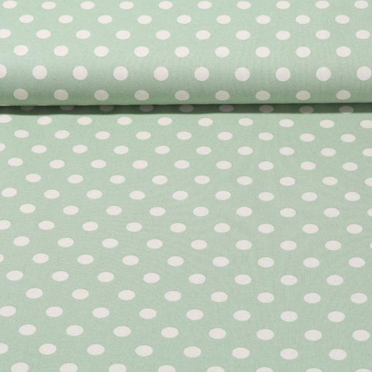 Cretonne de coton - Gros pois Vert tilleul Beige Effet délavé