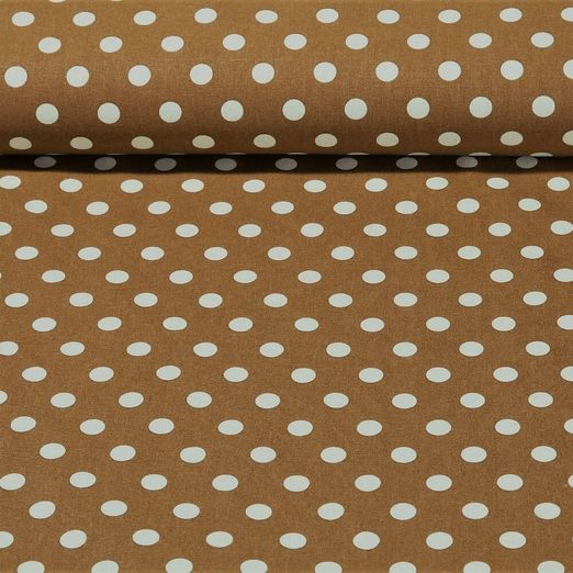 Cretonne de coton - Gros pois Brun Beige Effet délavé
