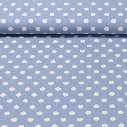 Cretonne de coton - Gros pois Bleu Beige Effet délavé 