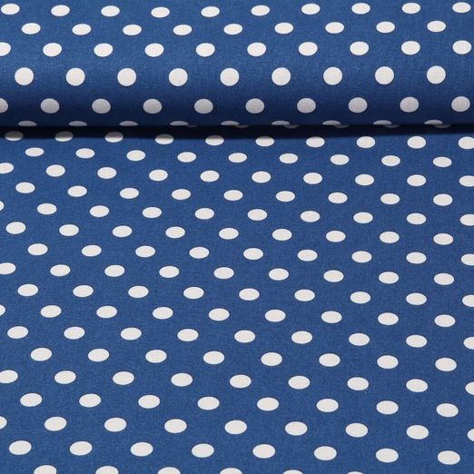Cretonne de coton - Gros pois Bleu Beige Effet délavé 
