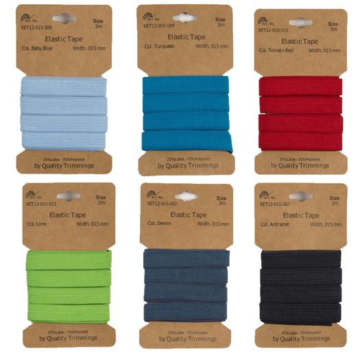 Élastique uni 15mm - Longueur 3m Élastique uni 15mm - Longueur 3m
