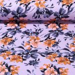 Sommersweat - French Terry Digitaldruck Aquarellblumen Flieder Schlingenstruktur