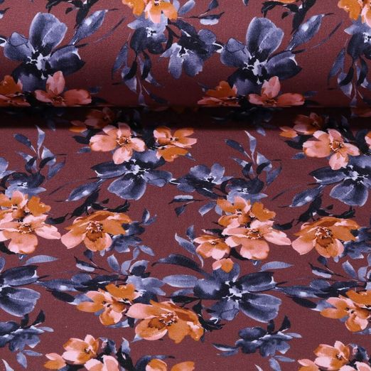 Sweat d'été - French Terry Impression digitale Fleurs aqaurelles Mauve Structure à boucles