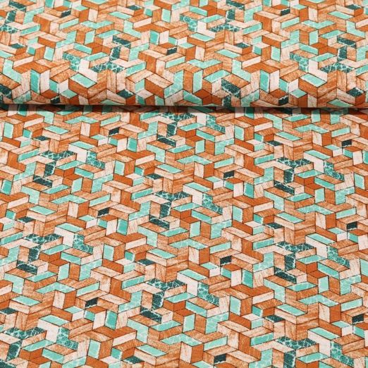 Viscose - Motif 3D Marron Vert