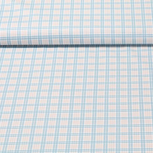 Popeline de coton - Collection Campagne Chic Ecossais Bleu