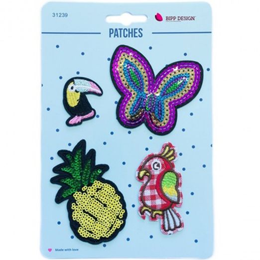 Lot d'écussons thermocollants Papillons Ananas - 4 pièces Lot d'écussons thermocollants Papillons Ananas - 4 pièces