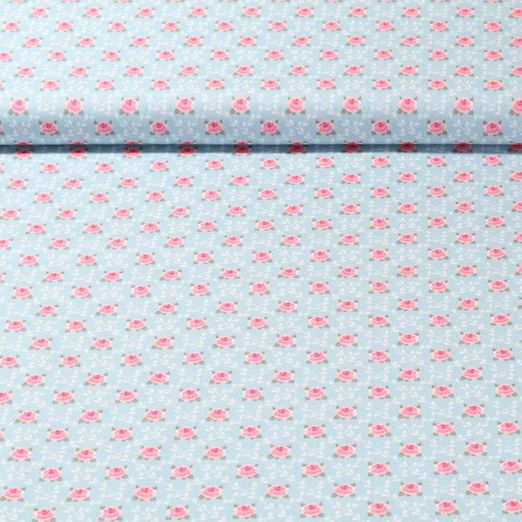 Baumwolle Popeline - Kollektion Campagne Chic Treillis Hellblau