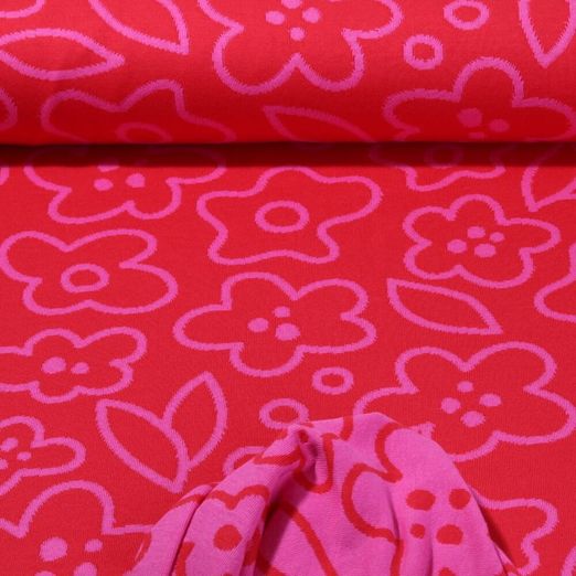 Jersey bio - Hamburger Liebe Easygoing June Jacquard Double face Rouge Rose vif