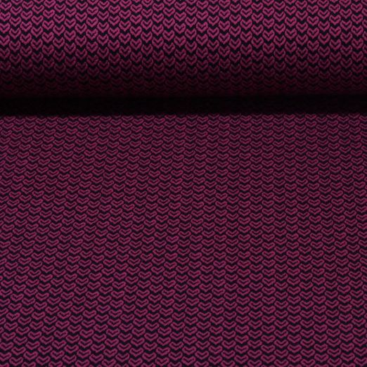 Bio Jersey - Hamburger Liebe Easygoing Sweetheart Jacquard Knit Schwarz Magenta