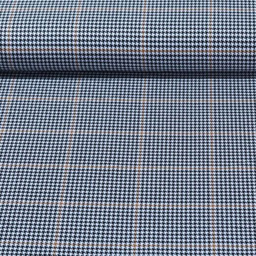 Tissu mode - Pied de poule Carreaux Noir Beige