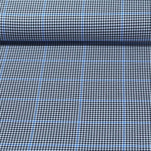 Tissu mode - Pied de poule Carreaux Noir Bleu