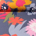 Baumwolle Webware - Große Blüten Blau Multicolor