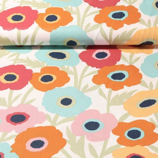 Coton - Fleurs gaies Ecru Coton - Fleurs gaies Ecru