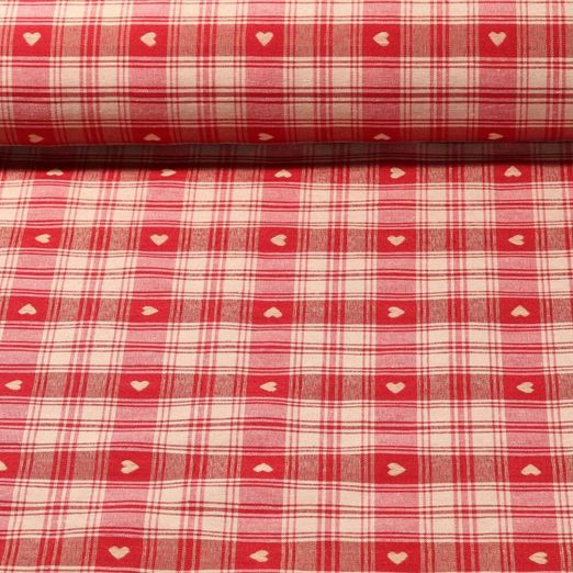 Jacquard Canvas - Landhaus Herzen Rot