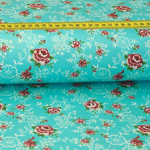 Trachtenstoff - Baumwollsatin Dirndl Design "Rita" Aqua Trachtenstoff - Baumwollsatin Dirndl Design "Rita" Aqua