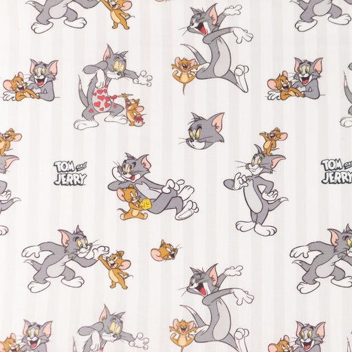 Baumwolle Tom & Jerry Dicke Freunde auf Weiß Lizenz Digital Baumwolle Tom & Jerry Dicke Freunde auf Weiß Lizenz Digital