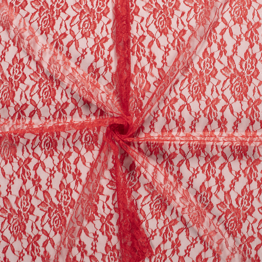 Spitzenstoff Flower Uni Rot Spitzenstoff Flower Uni Rot