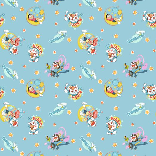Baumwolle LIZENZ Doraemon Hellblau Digital Baumwolle LIZENZ Doraemon Hellblau Digital
