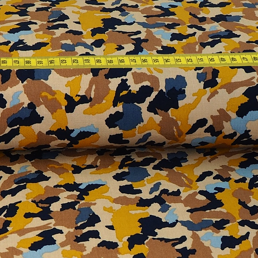 Bekleidungsstoff Viskose Bunte Schnipsel auf Hellbeige Bekleidungsstoff Viskose Bunte Schnipsel auf Hellbeige