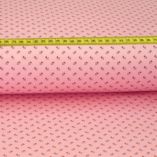 Trachtenstoff - Baumwollsatin Dirndl Design "Evi" Blutorange auf Rosa