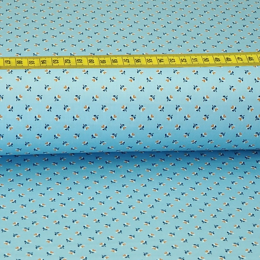 Trachtenstoff - Baumwollsatin Dirndl Design "Fanny" Hellblau