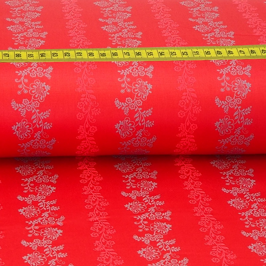Trachtenstoff - Baumwollsatin Dirndl Design "Felicia" Rot