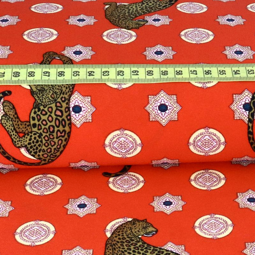 Jersey Polyester Indian Leopard Rot Jersey Polyester Indian Leopard Rot