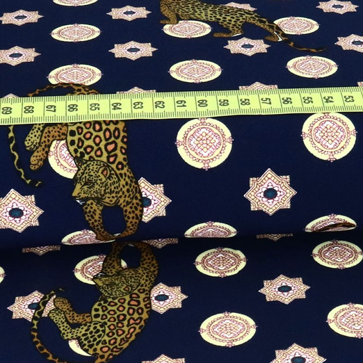Jersey Polyester Indian Leopard Dunkelblau Jersey Polyester Indian Leopard Dunkelblau