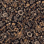 Bekleidungsstoff Viskose - Satinstoff Blumenranken Beige auf Schwarz Digital Bekleidungsstoff Viskose - Satinstoff Blumenranken Beige auf Schwarz Digital