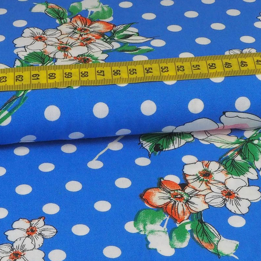 Viskose Flower Dot Royalblau Viskose Flower Dot Royalblau