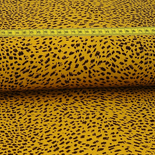 Bekleidungsstoff Viskose Gestricheltes Muster auf Senfgelb Bekleidungsstoff Viskose Gestricheltes Muster auf Senfgelb