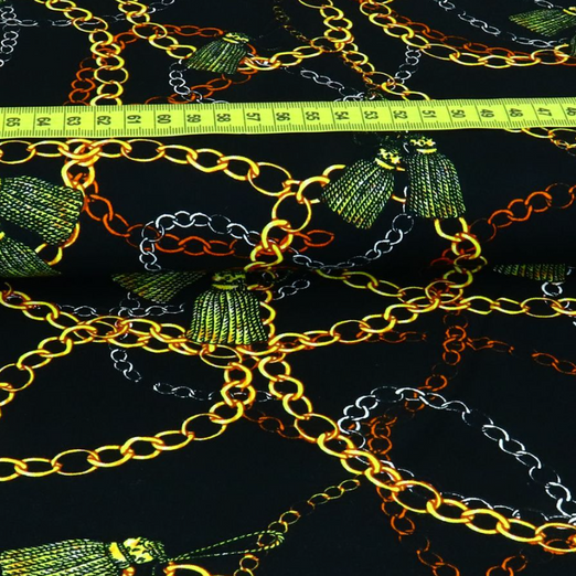 Viskose Blusenstoff Chains Schwarz Viskose Blusenstoff Chains Schwarz