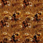 Bekleidungsstoff Viskose GLITZER Blüten auf Hellbraun Digital