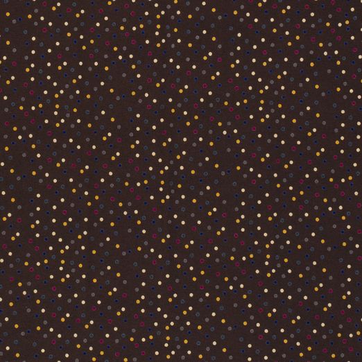 Viskose Jersey Colourful Dots auf Dunkelbraun