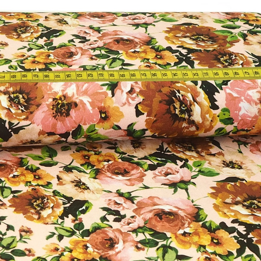 Viskose Jersey Big Flowers auf Hellrosa Digital Viskose Jersey Big Flowers auf Hellrosa Digital