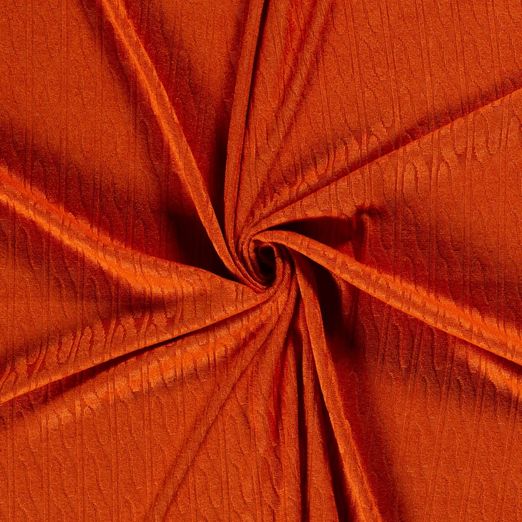 Viskose Strickstoff Zopfmuster Blutorange