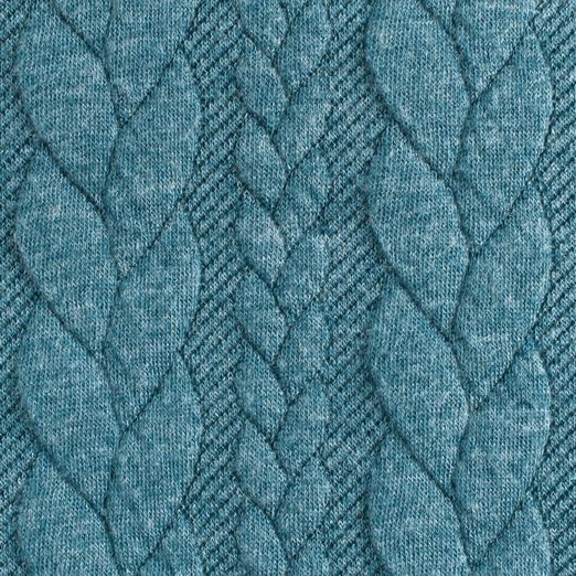 Strickstoff FASHION Zopfmuster Grünblau