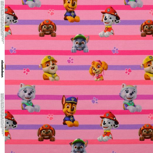 Jersey Paw Patrol Hunde auf Streifen Rosa Lizenz Digital Jersey Paw Patrol Hunde auf Streifen Rosa Lizenz Digital