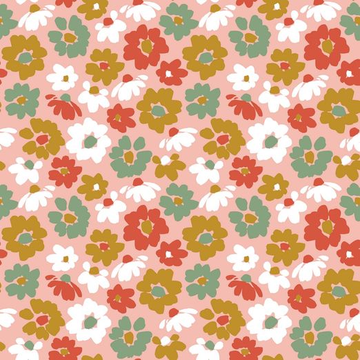 Jersey Flowers Nina auf Hellrosa BIO Jersey Flowers Nina auf Hellrosa BIO